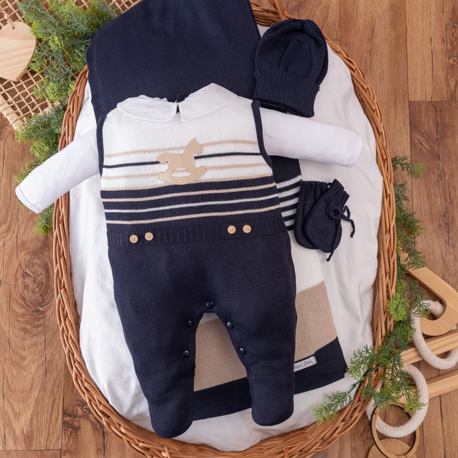  Saída de Maternidade Felipe - Azul Marinho e Bege